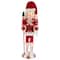 13.75" Red & White Peppermint Twist Mrs. Claus Wooden Christmas Nutcracker